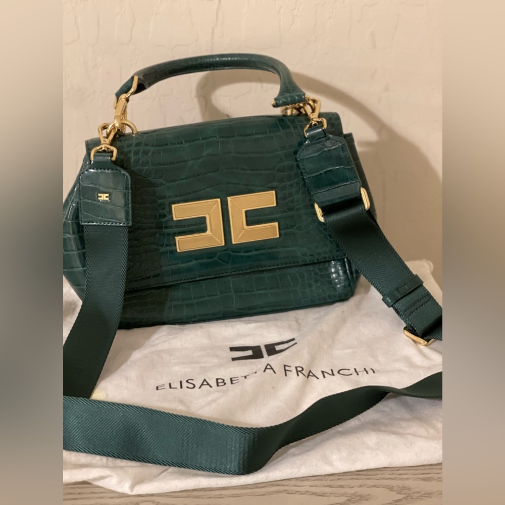Elisabetta Franchi, green bag come with a strap, between small and medium size